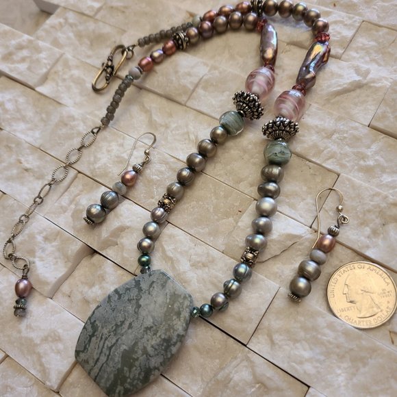 Mossy Green Jasper Pendant